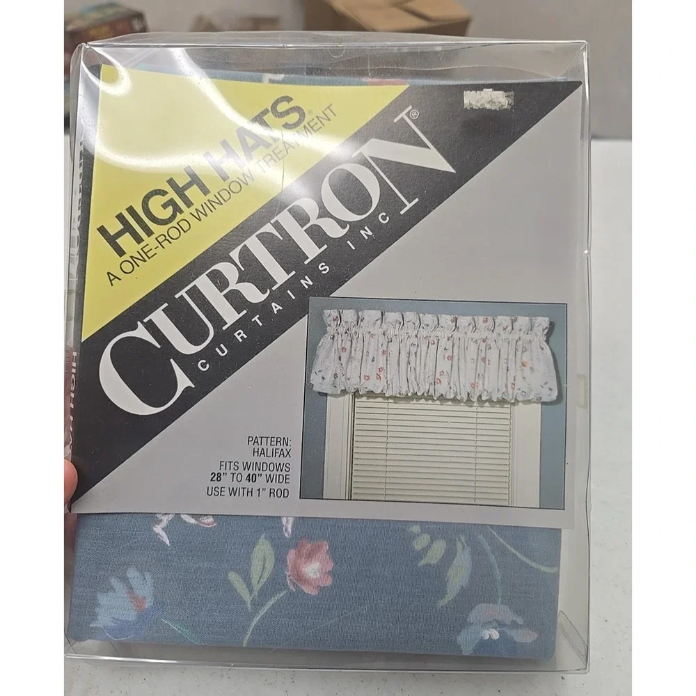 NEW Vintage Curtron‎ Blue Floral Valance Window Drape Curtain Topper 84